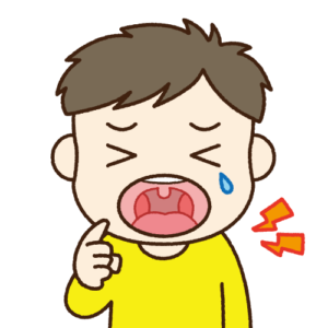 扁桃炎で泣く男の子
